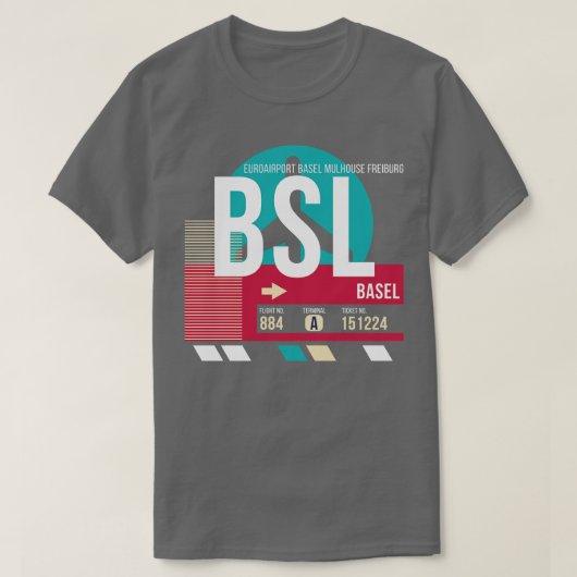 Gepäckmarke Basel Switzerland BSL Airport Code T-Shirt (Design vorne)