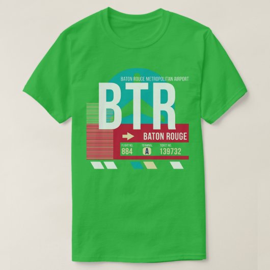 Gepäckmarke Baton Rouge BTR Airport Code T-Shirt (Design vorne)