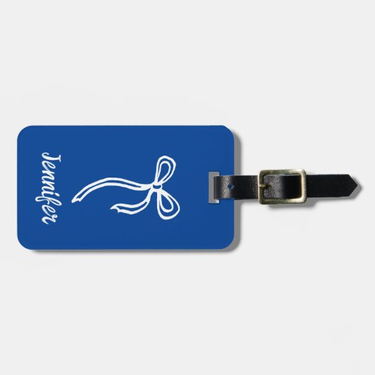 Gepäckmarke | bearbeitbarer blauer Hintergrund Gepäckanhänger (Vorderseite horizontal)