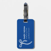 Gepäckmarke | bearbeitbarer blauer Hintergrund Gepäckanhänger (Rückseite vertikal)