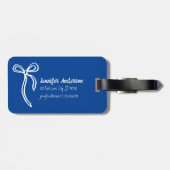 Gepäckmarke | bearbeitbarer blauer Hintergrund Gepäckanhänger (Rückseite horizontal)