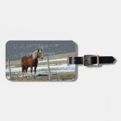 Gepäckmarke "Belgisches Pferdefüßler im Paddock" Gepäckanhänger (Vorderseite horizontal)