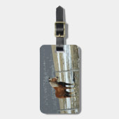 Gepäckmarke "Belgisches Pferdefüßler im Paddock" Gepäckanhänger (Vorderseite vertikal)