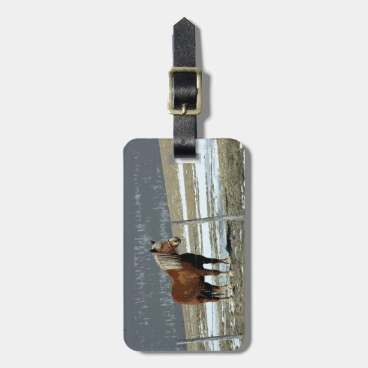 Gepäckmarke "Belgisches Pferdefüßler im Paddock" Gepäckanhänger (Vorderseite vertikal)