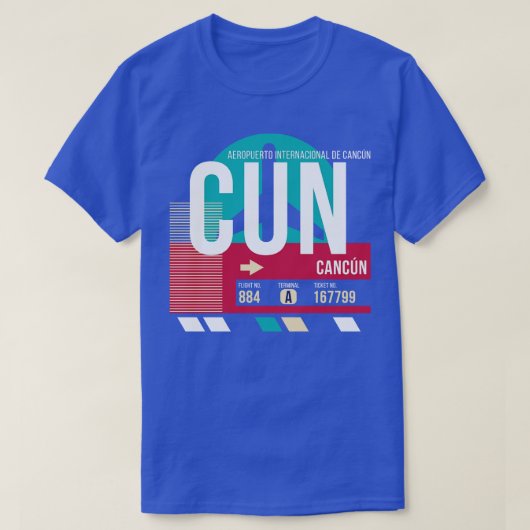 Gepäckmarke Cancun Mexico CUN Airport Code T-Shirt (Design vorne)