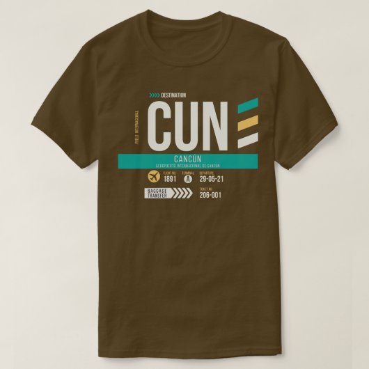 Gepäckmarke CUN Airport Code T-Shirt (Design vorne)