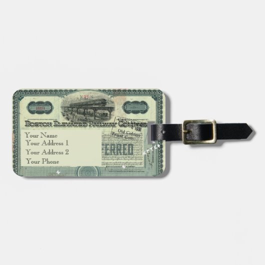 Gepäckmarke der Boston Elevated RailCompany Gepäckanhänger (Vorderseite horizontal)