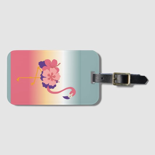Gepäckmarke, Flamingo Sunset Personalize Name Gepäckanhänger (Vorderseite (Horizontal))