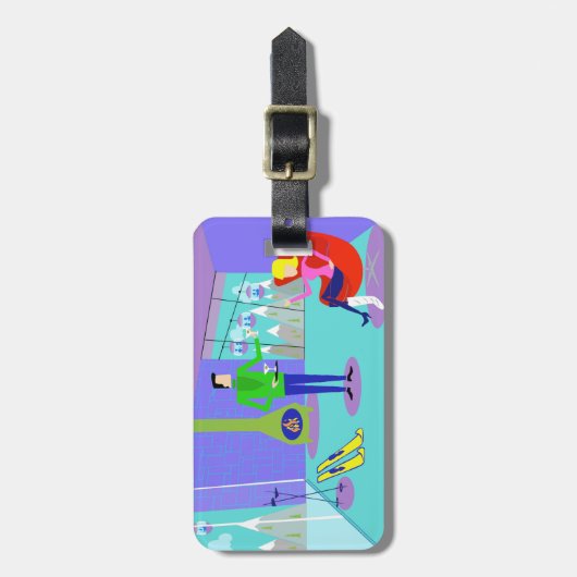 Gepäckmarke für den Retro-Skiurlaub Gepäckanhänger (Vorderseite vertikal)