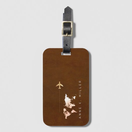 Gepäckmarke für elegantes braunes Reisegepäck Gepäckanhänger (Vorderseite Vertikal)