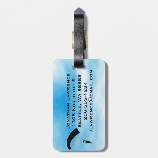 Gepäckmarke für Fallschirmspringen Gepäckanhänger (Rückseite vertikal)