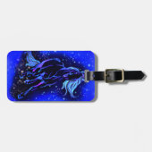 Gepäckmarke für Pferde in blauer Mondlicht Gepäckanhänger (Vorderseite horizontal)