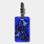 Gepäckmarke für Pferde in blauer Mondlicht Gepäckanhänger (Vorderseite vertikal)