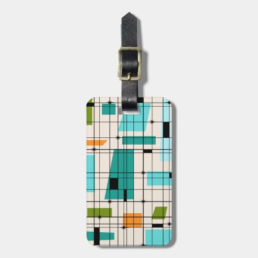 Gepäckmarke für Retro-Raster und Sternexplosionen Gepäckanhänger (Vorderseite vertikal)