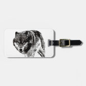 Gepäckmarke für Schwarz-Weiß-Wolf Gepäckanhänger (Vorderseite horizontal)