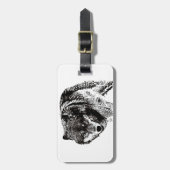 Gepäckmarke für Schwarz-Weiß-Wolf Gepäckanhänger (Vorderseite vertikal)