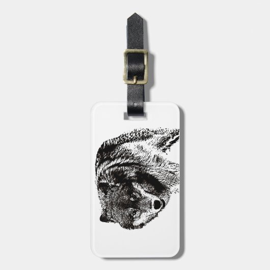Gepäckmarke für Schwarz-Weiß-Wolf Gepäckanhänger (Vorderseite vertikal)