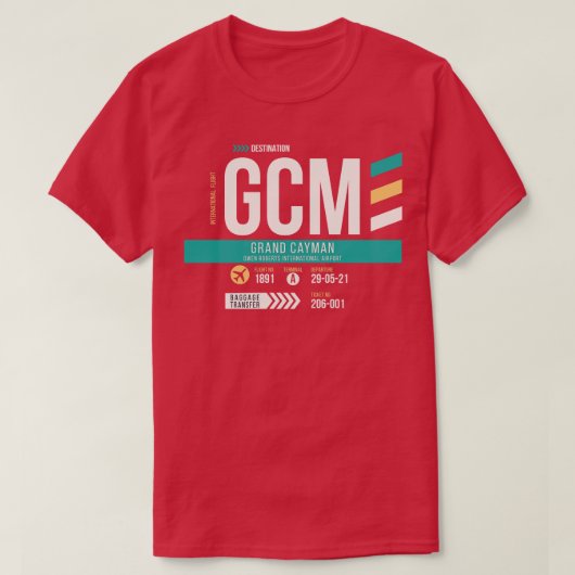 Gepäckmarke Grand Cayman GCM Airport Code T-Shirt (Design vorne)