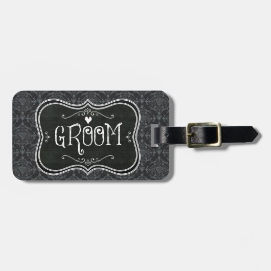 Gepäckmarke "Groom's Damask Blackboard" Gepäckanhänger (Vorderseite horizontal)
