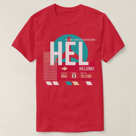 Gepäckmarke Helsinki Finnland HEL Airport Code T-Shirt (Design vorne)