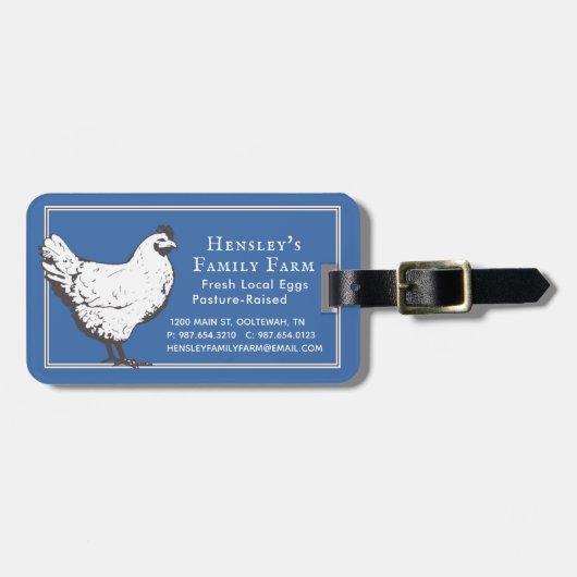 Gepäckmarke "Hen Farm Business Label" Gepäckanhänger (Vorderseite horizontal)