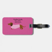Gepäckmarke in Rosa und Weiß Dackel Gepäckanhänger (Rückseite horizontal)