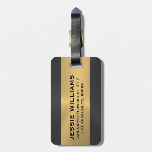 Gepäckmarke in Schwarz und Gold Gepäckanhänger (Rückseite vertikal)