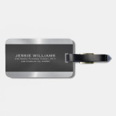 Gepäckmarke in Schwarz und Silber Gepäckanhänger (Rückseite horizontal)