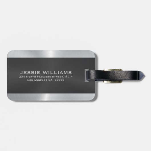 Gepäckmarke in Schwarz und Silber Gepäckanhänger (Rückseite horizontal)