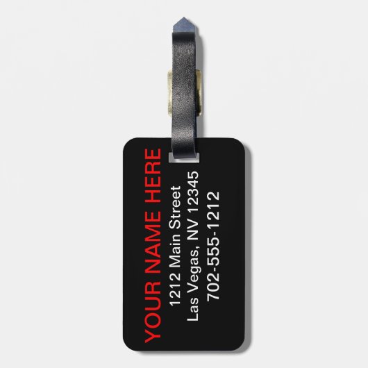 Gepäckmarke Las Vegas (schwarz) Gepäckanhänger (Rückseite vertikal)