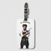 *Gepäckmarke mit Barbergesicht, Gepäckanhänger (Vorderseite Vertikal)