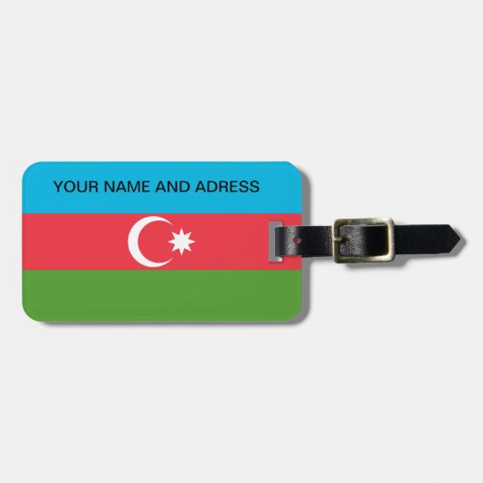 Gepäckmarke mit der Flagge Aserbaidschans Gepäckanhänger (Vorderseite horizontal)