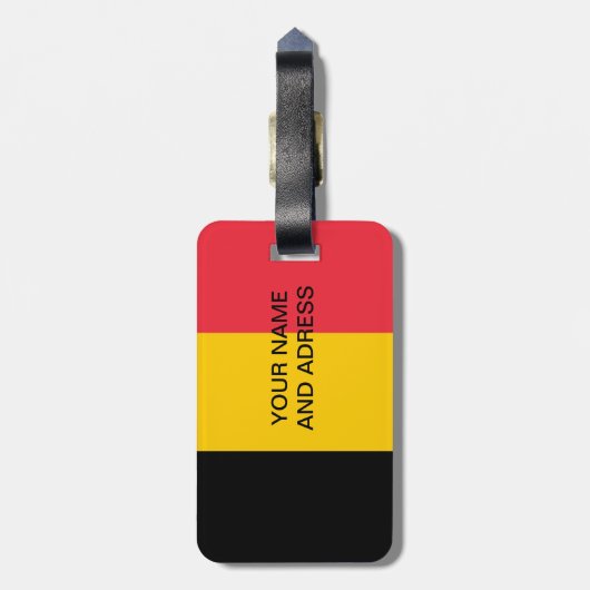 Gepäckmarke mit der Flagge Belgiens Gepäckanhänger (Rückseite vertikal)