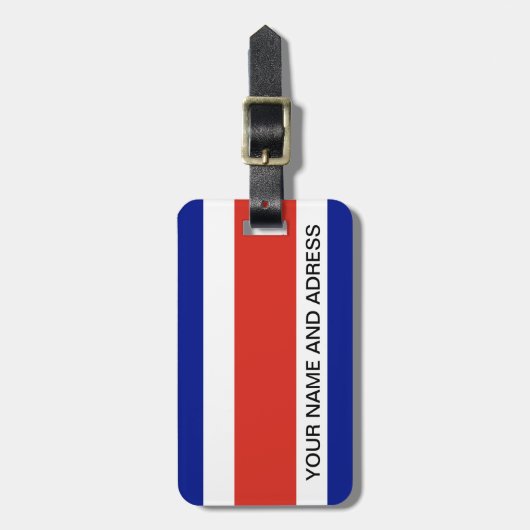 Gepäckmarke mit der Flagge Costa Ricas Gepäckanhänger (Vorderseite vertikal)