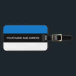 Gepäckmarke mit der Flagge Estlands Gepäckanhänger<br><div class="desc">Reisen Sie mit Stolz und lassen Sie Ihren Koffer mit diesem lebhaften Gepäcktag mit der Flagge Estlands auffallen! Ideal für lässige Reisende und patriotische Globetrotter, fügt diese Gepäckmarke Ihren Gepäck ein gewagtes und erkennbares Zeichen der estnischen Identität hinzu. Die blaue, schwarze und weiße Streifen der estnischen Fahne sind in einem...</div>