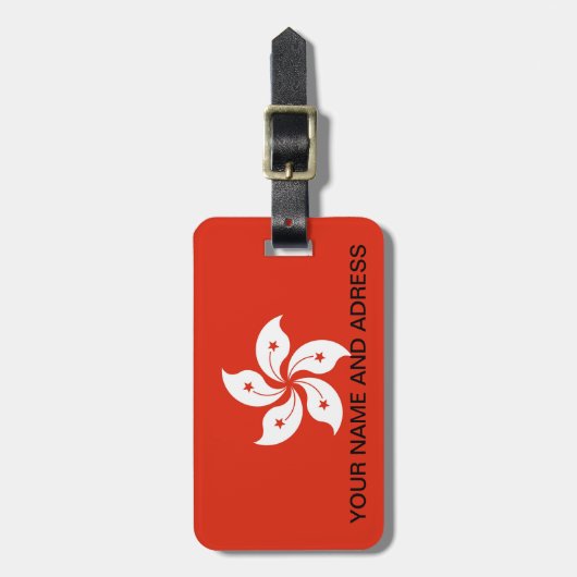 Gepäckmarke mit der Flagge Hongkongs, China Gepäckanhänger (Vorderseite vertikal)