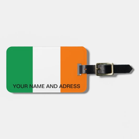 Gepäckmarke mit der Flagge Irlands Gepäckanhänger (Vorderseite horizontal)