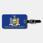 Gepäckmarke mit der Flagge New Yorks, USA Gepäckanhänger (Vorderseite horizontal)