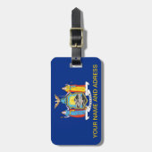 Gepäckmarke mit der Flagge New Yorks, USA Gepäckanhänger (Vorderseite vertikal)