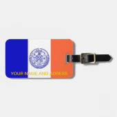 Gepäckmarke mit der Flagge New Yorks, USA Gepäckanhänger (Vorderseite horizontal)