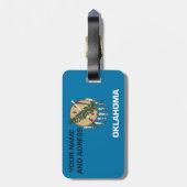 Gepäckmarke mit der Flagge Oklahoma, USA Gepäckanhänger (Rückseite vertikal)