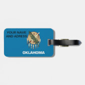 Gepäckmarke mit der Flagge Oklahoma, USA Gepäckanhänger (Rückseite horizontal)