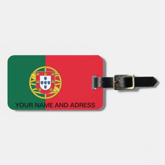 Gepäckmarke mit der Flagge Portugals Gepäckanhänger (Vorderseite horizontal)