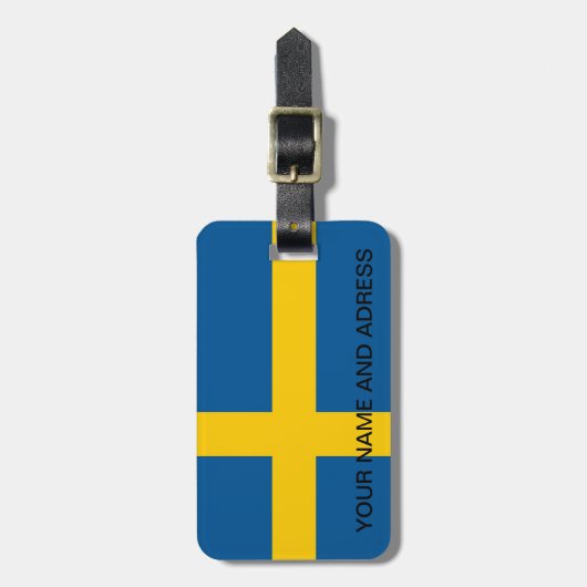 Gepäckmarke mit der Flagge Schwedens Gepäckanhänger (Vorderseite vertikal)