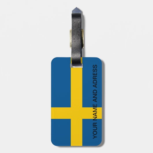 Gepäckmarke mit der Flagge Schwedens Gepäckanhänger (Rückseite vertikal)