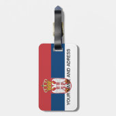 Gepäckmarke mit der Flagge Serbiens Gepäckanhänger (Rückseite vertikal)