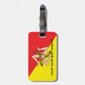 Gepäckmarke mit der Flagge Siziliens, Italien Gepäckanhänger (Rückseite vertikal)