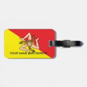 Gepäckmarke mit der Flagge Siziliens, Italien Gepäckanhänger (Rückseite horizontal)