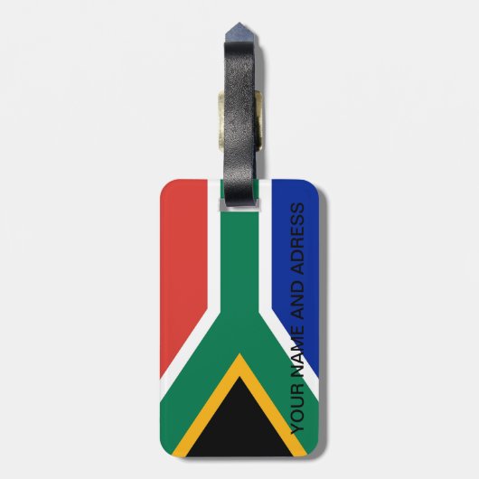 Gepäckmarke mit der Flagge Südafrikas Gepäckanhänger (Rückseite vertikal)