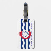 Gepäckmarke mit der Flagge von Cincinnati City, US Gepäckanhänger (Rückseite vertikal)